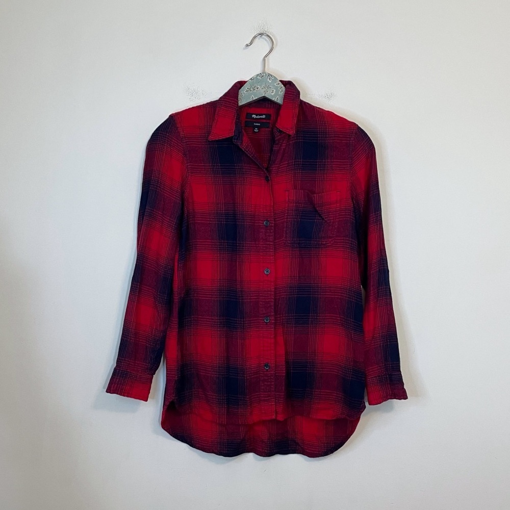 Madewell Classic Ex-Boyfriend Plaid Shirt Red